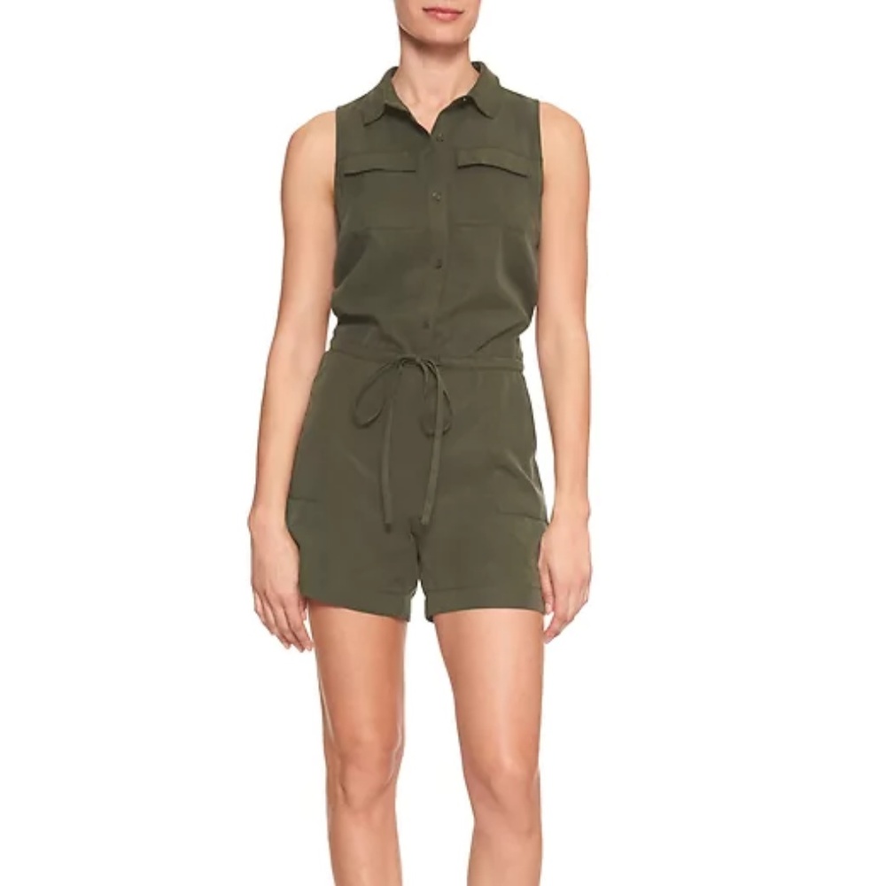 Banana Republic Factory Olive Green Sleeveless Utility Romper